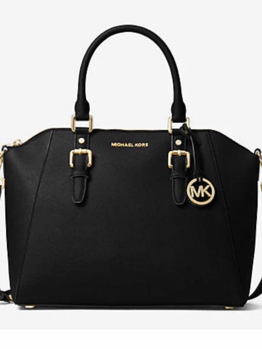 Michael Kors Black Saffiano Satchel with Gold Hardware